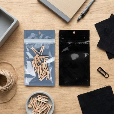 Black Backed Compostable Hanging Zipper Barrier Bags 3? x 4 1/2? 100 Pack