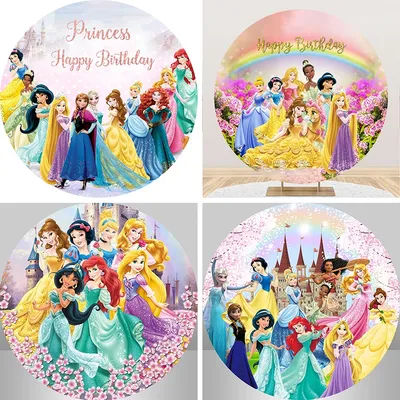 Castle Princess Round Background Round Circle Bacdrop Backdrop for Girl Happy Birthday Decor
