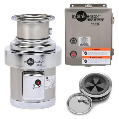 InSinkErator SS-200-7-CC202 460/3 Disposer Package w/ 7 Adapter & CC202 Panel, 2 HP, 460/3 V, Stainless Steel