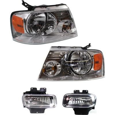 2006 Ford F-150 4-Piece Kit Driver and Passenger Side Headlights with Fog Lights, with Bulbs, Halogen