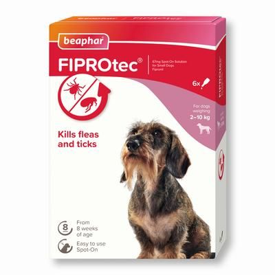 beaphar FIPROtec® Flea & Tick Spot-On for Dogs - S (2-10kg) | 6 pipettes