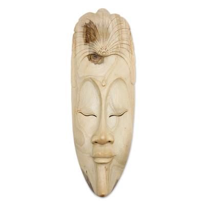 Wood mask, 'Mask with Flower'