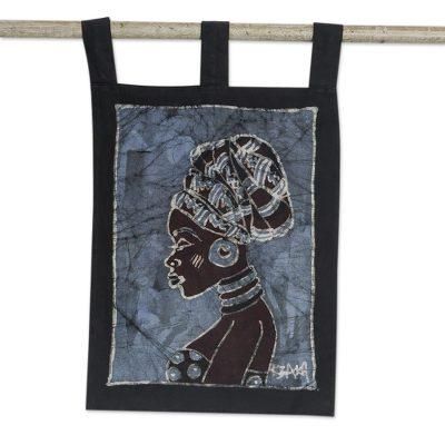 Beautiful Soul,'Batik Cotton Wall Hanging with Portrait Motif'