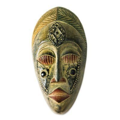 Akan wood mask, 'Royal Presence' - Hand Crafted Wood Mask