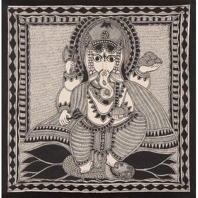 Auspicious Ganesha,'Madhubani Ganesha Painting on Handmade Paper'
