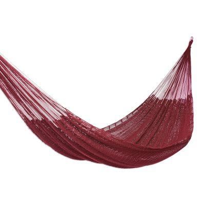 Uxmal Mulberry,'Maya Style Cotton Rope Hammock (Double)'