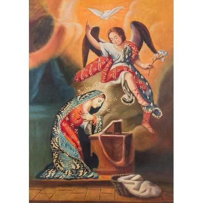 The Annunciation,'Oil Painting of the Virgin Mary and the Annunciation'