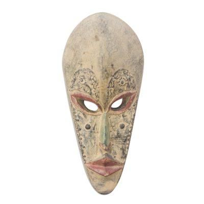 Hausa wood African mask, 'Forgive Me' - Hausa Wood Mask