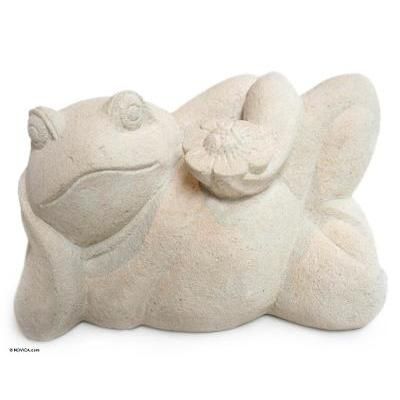 Sunflower Frog,'Hand Made Sandstone Statuette'