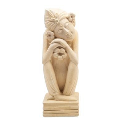 Boy's Dream,'Artisan Crafted Sandstone Statuette from Bali'