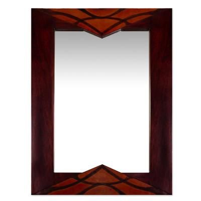 Introspective,'Artisan Made Vertical Wall Mirror with Andean Tornillo Wood'
