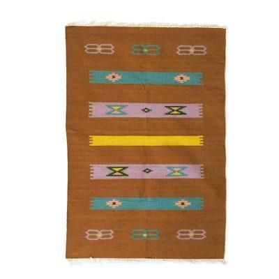 Sepia Delight,'Hand Woven 100% Wool Multicolor 4x6 Area Rug from India'