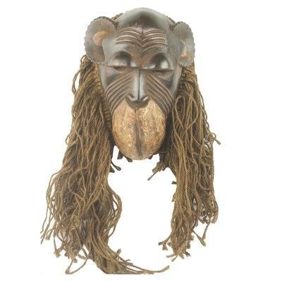 African wood and jute mask, 'Baule Gbekre I'