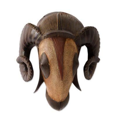 Powerful Ram,'Hand Carved African Ram Mask'