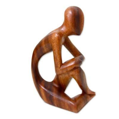 Wood sculpture, 'Alone'