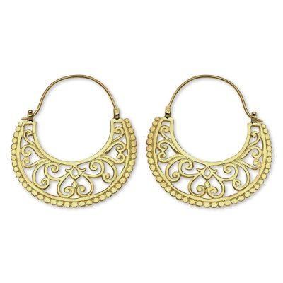 Gold vermeil hoop earrings, 'Moonlit Garden'