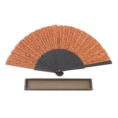 Aster Orange,'Hand Crafted Orange Batik Silk Fan'