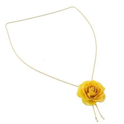 Garden Rose in Yellow,'Gold and Genuine Yellow Rose Necklace from Thailand'
