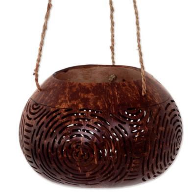 Morning Bliss,'Hand Made Coconut Shell Decorative Accent Circle Indonesia'