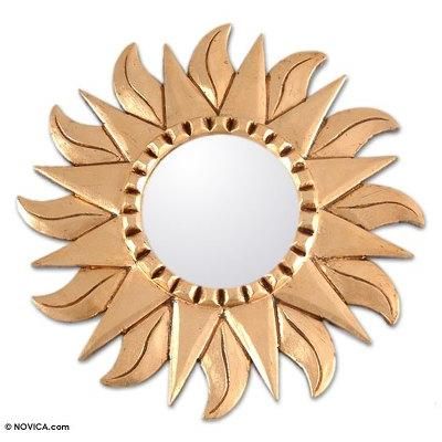 Sunflower,'Hand Made Gilded Wood Metallic Mirror'