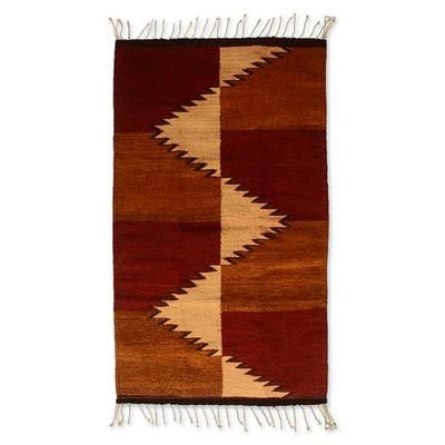 Mountain Paths,'Zapotec wool rug (2x3.5)'