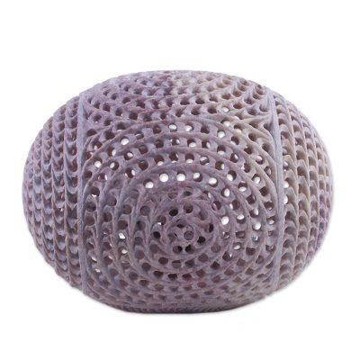 Delightful Egg,'Handcrafted Jali Soapstone Egg Sculpture from India'