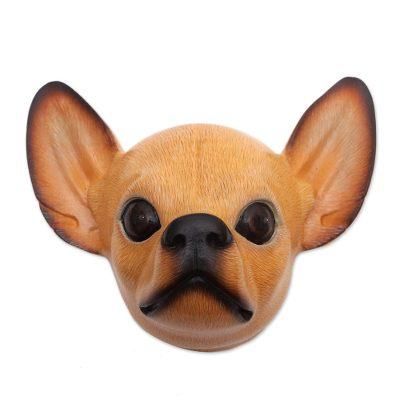 Courageous Brown Chihuahua,'Wood mask'