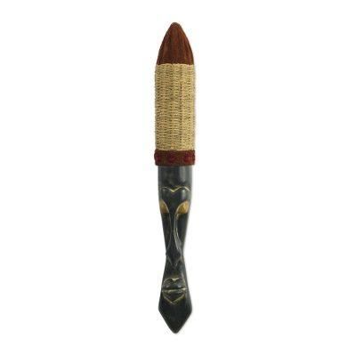Sarkin Kofar Wambai,'Hand Made Ofram Wood and Leather Mask'