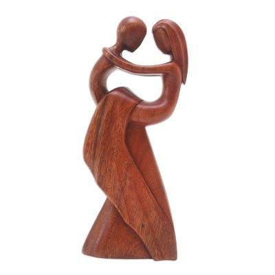 Romantic Fairytale,'Hand Carved Romantic Suar Wood Statuette'