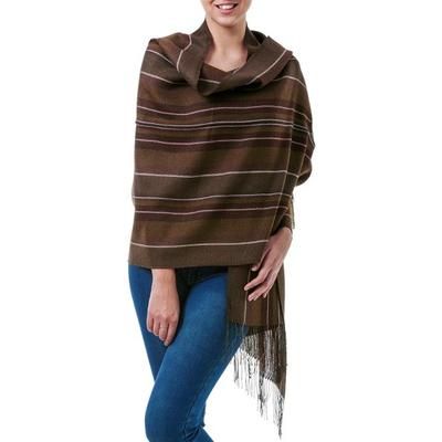 Alpaca and silk shawl, 'Olive Fields'