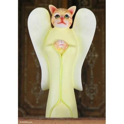 Tabby Cat Angel,'Wood Animal Sculpture'