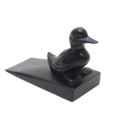 Helpful Duck in Black,'Handcrafted Suar Wood Duck Doorstop in Black from Bali'