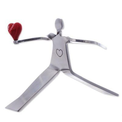 'A Heart for Love' - Aluminum Romantic Sculpture Handmade in Peru