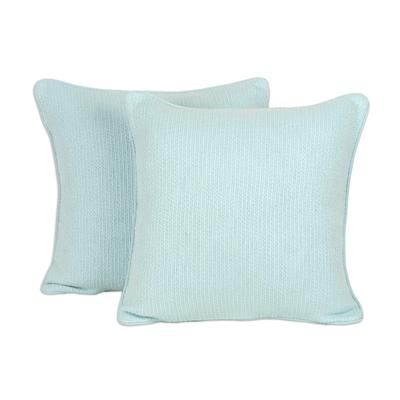 Mint Elegance,'Square Mint Green Cushion Covers (Pair)'
