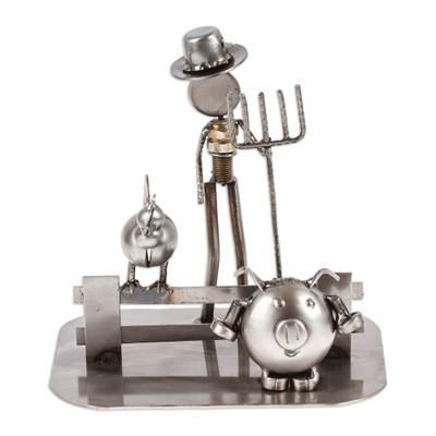 Upcycled auto part sculpture, 'Mechanical Farmer'