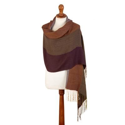 Purple Affection,'Peruvian Handloomed Herringbone Baby Alpaca Blend Shawl'