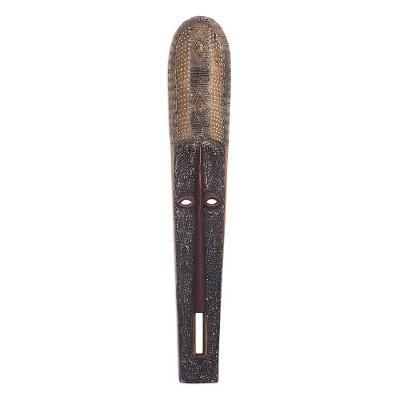 Beautiful Nketiabah,'Long African Sese Wood and Aluminum Mask from Ghana'
