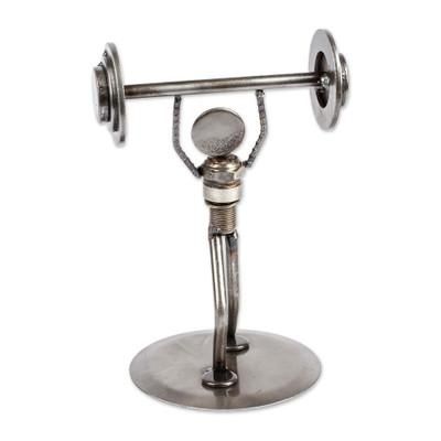 Strength,'Weightlifter Recycled Metal Sculpture'