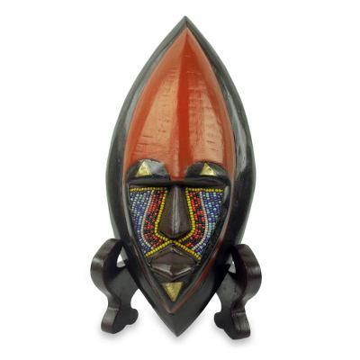 African beaded wood mask, 'Ntoboase I'
