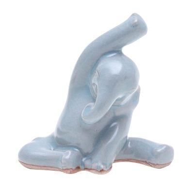 Head to Knee,'Hand Crafted Ceramic Elephant Yoga-Themed Figurine'