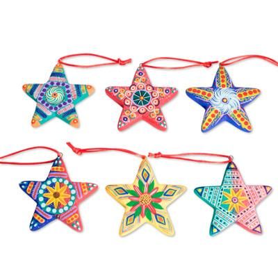 'Christmas Star' (set of 6) - Artisan Crafted Ceramic Christmas Ornaments