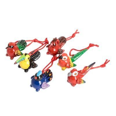 'Tropical Birds' (set of 6) - Handmade Ceramic Bird Christmas Ornaments