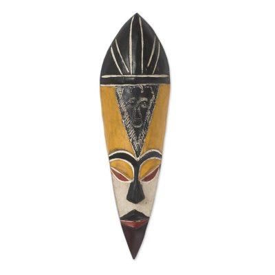 Ghanaian wood mask, 'Gonja Protector from Evil' - Fair Trade Wood Mask