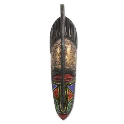 African beaded wood mask, 'Maame Ama'