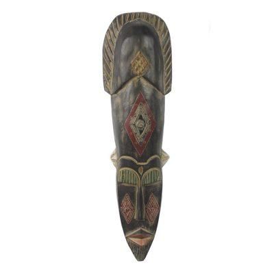 Barima,'Sese Wood and Aluminum Wall Mask Hand Carved in Ghana'