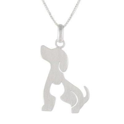 Steadfast Companions,'Dog and Cat Sterling Silver Pendant Necklace from Thailand'