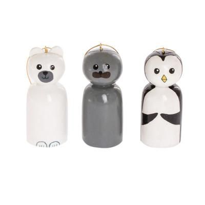 Sweet Arctic,'Reclaimed Wood Ornaments from Guatemala (Set of 3)'