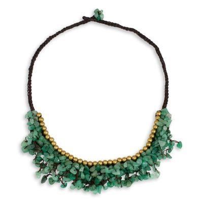 Aventurine beaded necklace, 'Garden Party'