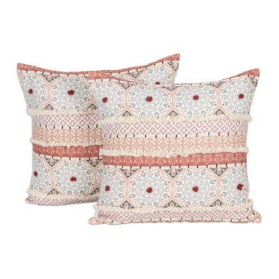 Palace Romance,'Cotton Cushion Covers with Architectural Motif (Pair)'
