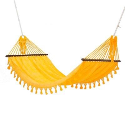 Take Me to the Sun,'Handwoven Yellow Cotton Hammock (Single) from Guatemala'